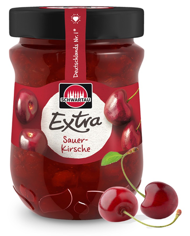 Sour Cherry Jam, Extra Sauerkirsche (Schwartau) 12 oz (340g) - Parthenon Foods