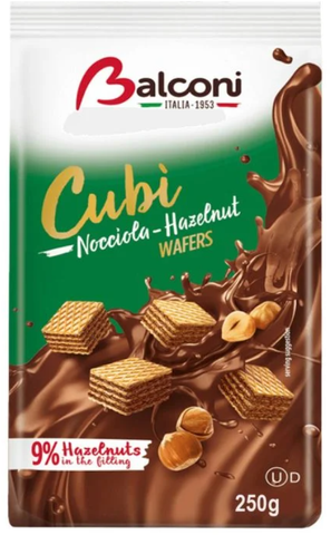 Hazelnut Wafers, Cubi (Balconi) (8.8 oz) 250g - Parthenon Foods