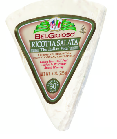 Ricotta Salata Cheese (Belgioioso) 8 oz wedge - Parthenon Foods
