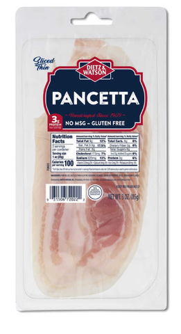 Pancetta, Bacon, Sliced (Dietz & Watson) 3 oz - Parthenon Foods
