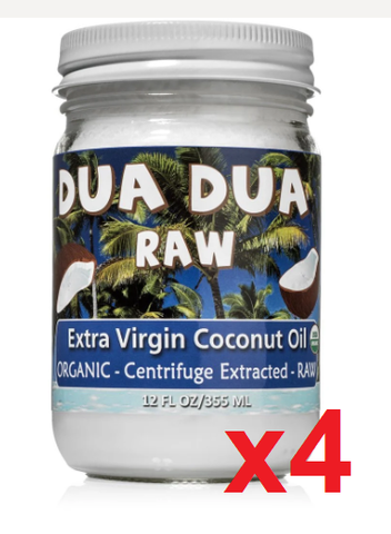Extra Virgin Coconut Oil, 12 oz Jars (Dua Dua) - (4 x 12oz Jars) 4 PACK - Parthenon Foods