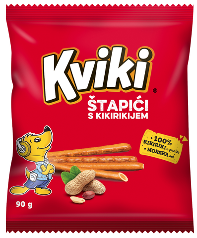 Kviki Stapici S Kikirikijem, Peanut Butter Filled Pretzel Sticks, 90g - Parthenon Foods