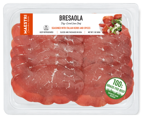 Bresaola, Dry-Cured Lean Beef - Pre-Sliced (Maestri) 3 oz - Parthenon Foods