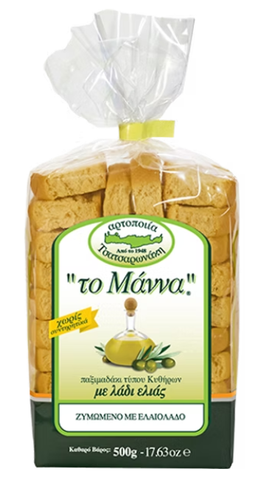 Wheat Rusks with Olive Oil (To Manna) 17.63 oz (500g) - Parthenon Foods