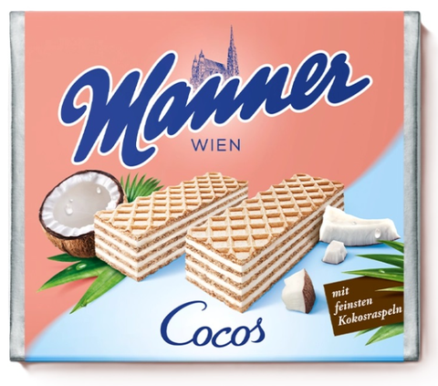 Coconut Cream Filled Wafers, Cocos (Manner) 75g - Parthenon Foods