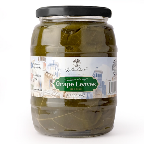 Grape Leaves in Brine (Medina) 2lb 2oz (970g) Jar - Parthenon Foods