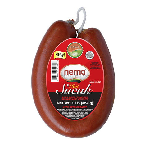 Halal HOT Soujouk, Dry Beef Sausage, (Nema) 10 oz - Parthenon Foods