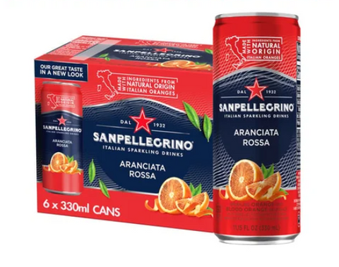 San Pellegrino BLOOD ORANGE, 6 PACK, 11.15 oz CANS - Parthenon Foods