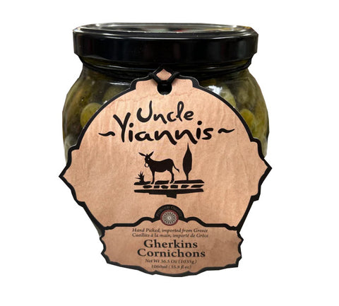 Baby Gherkins, Cornichons (Uncle Yiannis) 1060 ml - Large Jar - Parthenon Foods