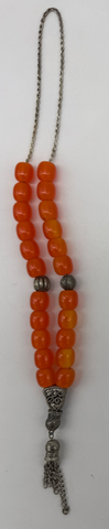 Worry Beads - Komboloi, Orange with Silver