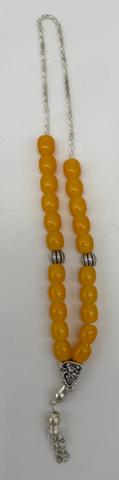 Worry Beads - Komboloi, Yellow with Silver