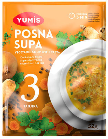 Posna Supa, Vegetable Soup with Pasta (Yumis) 52g - Parthenon Foods