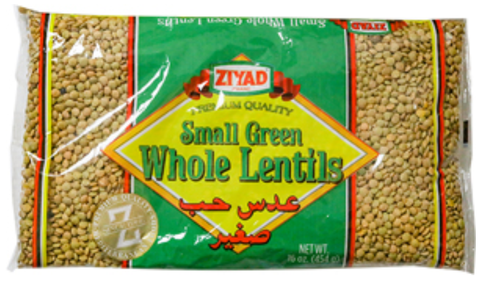 Whole Green Lentils, Small (Ziyad) 16oz - Parthenon Foods