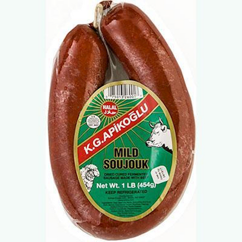 Halal Mild Soujouk,  Dry Beef Sausage, (KGA) approx. 1lb - Parthenon Foods