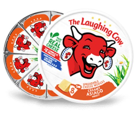 Laughing Cow Creamy Asiago Spreadable Cheese Wedges 8 pieces, 5.4 oz - Parthenon Foods