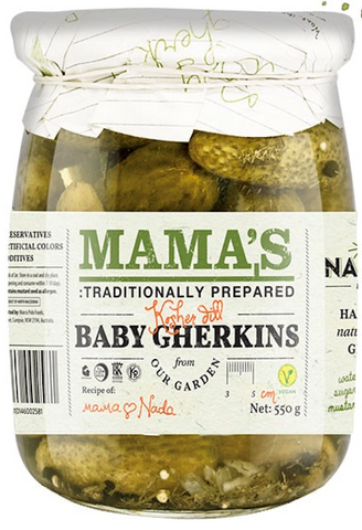 Mama's Baby Dill Gherkins, 19oz - Parthenon Foods