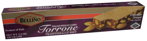 Torrone CHOCOLATE Nougat with Almonds (BELLINO) 150g (5.3 oz) - Parthenon Foods