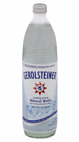 Gerolsteiner Naturally Sparkling Mineral Water, 0.75L-GLASS 25.3 oz - Parthenon Foods