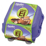 Milka LOFFEL Ei, Filled HAZELNUT Eggs, 4 piece, 136g From Germany - Parthenon Foods