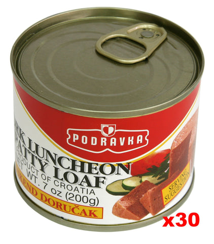 Pork Luncheon Patty Loaf (Podravka) CASE, (30 x 200g) - Parthenon Foods