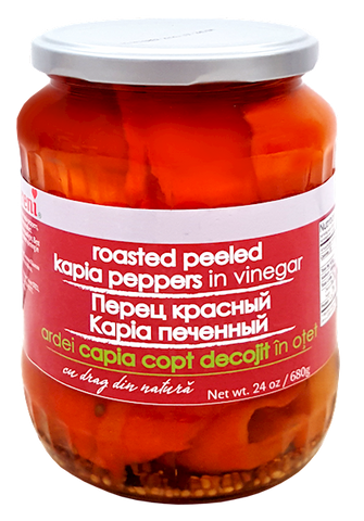 Raureni Roasted Sweet Red Kapia Peppers in Vinegar, 680g - Parthenon Foods