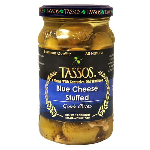 Greek Olives Stuffed with Blue Cheese (Tassos) 12 oz - Parthenon Foods