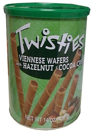 Twisties Wafer Rolls, Hazelnut and Cocoa, 400g - Parthenon Foods