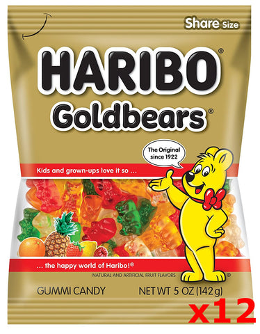 Haribo Gummi Candy, Original Gold Bears, CASE (12 x 5 oz Bags) - Parthenon Foods