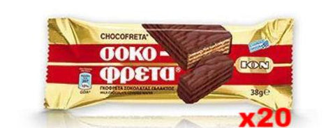 Chocofreta - Milk Chocolate Covered Wafers, CASE (20x38g) - Parthenon Foods