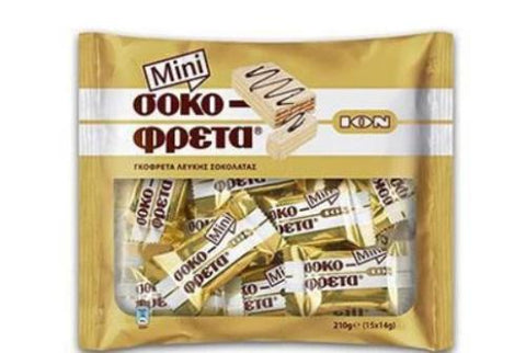 Chocofreta, MINI, White Chocolate Covered Wafers, 210g - Parthenon Foods