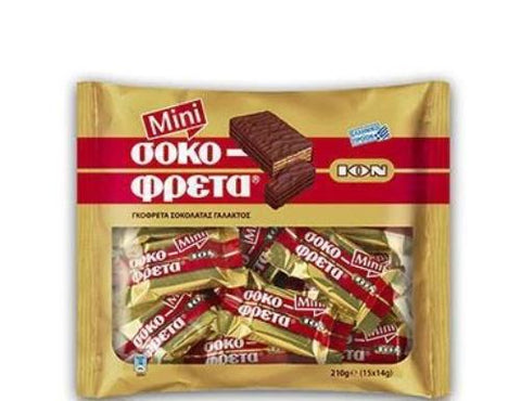 Chocofreta, MINI, Milk Chocolate Covered Wafers, 210g - Parthenon Foods