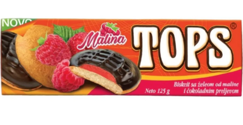 TOPS Raspberry Jaffa Cakes, 125g (4.41 oz) - Parthenon Foods